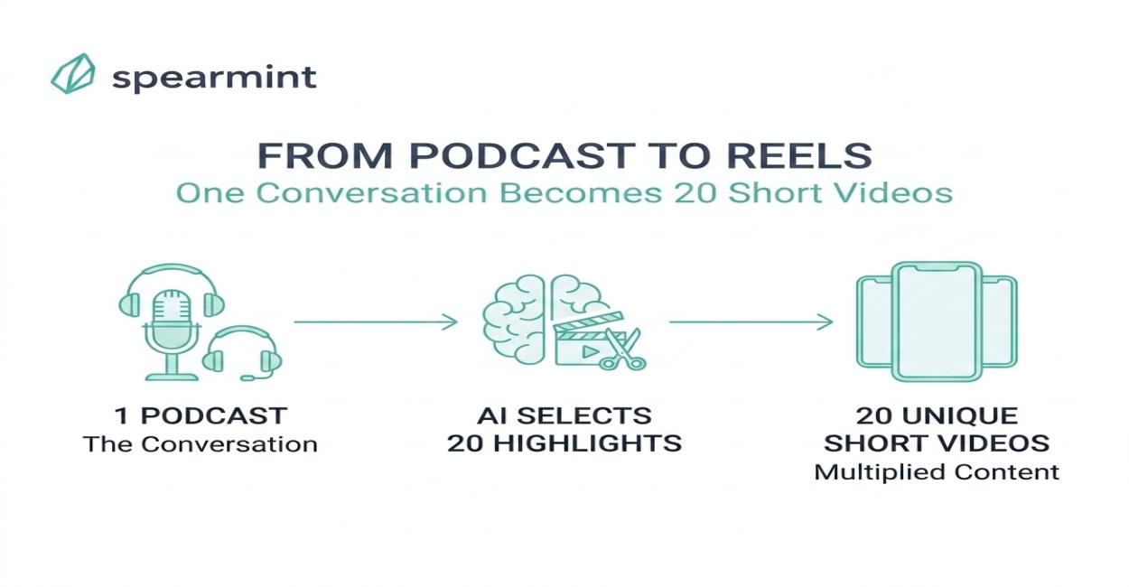 From Podcast to Reels - One Conversation Becomes 20 Short Videos